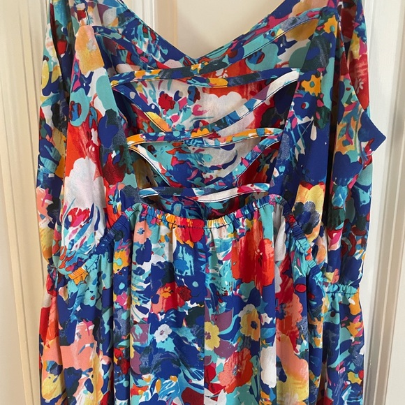 Colorful Aqua Dress - Worn Once! - Picture 3 of 4